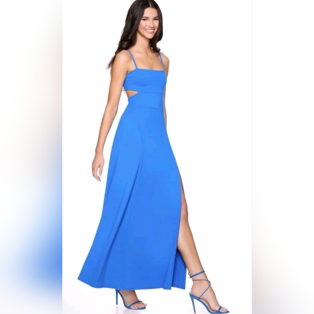 Nwt Susana Monaco Santorini Revolve Blue Tank Maxi Dress With Slit Small